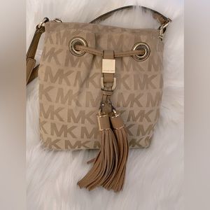 Michael Khors Canvas Crossbody with Fringe Tassels